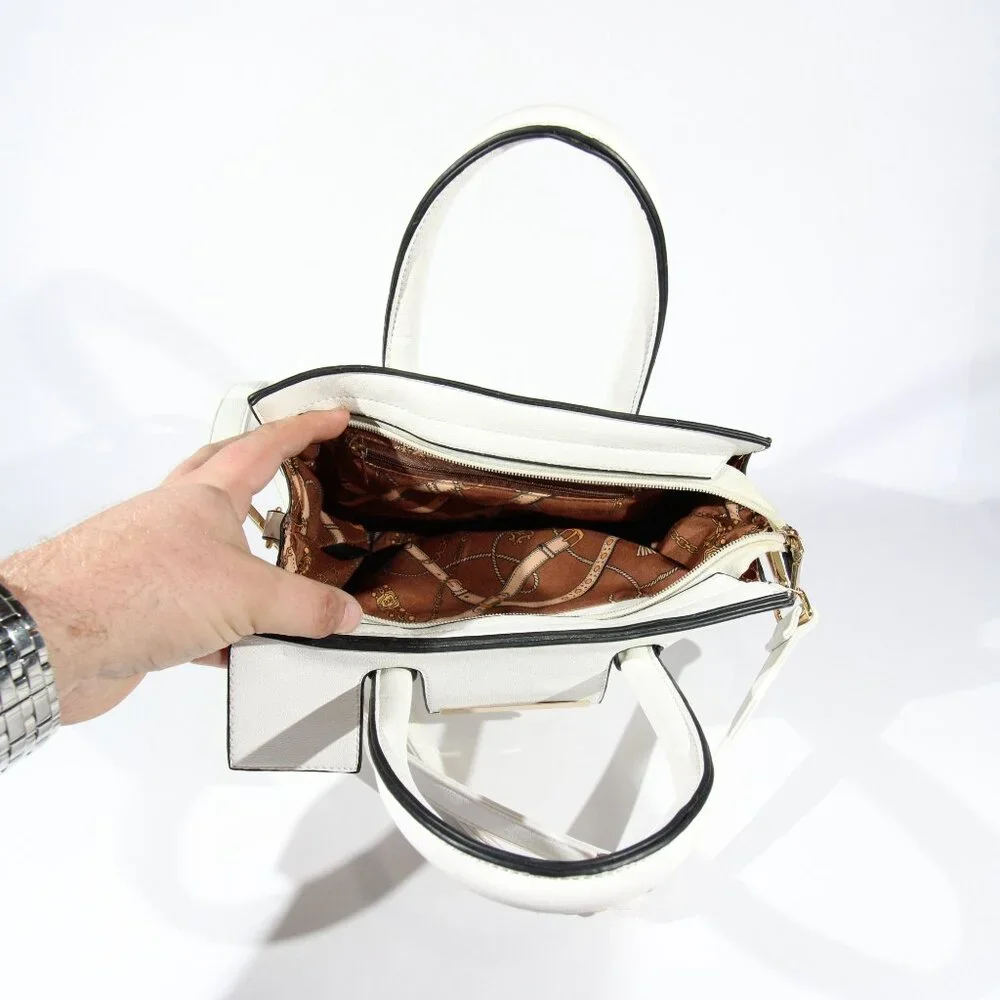 Like New White Purse with Brown Lining - Picture 6 of 10